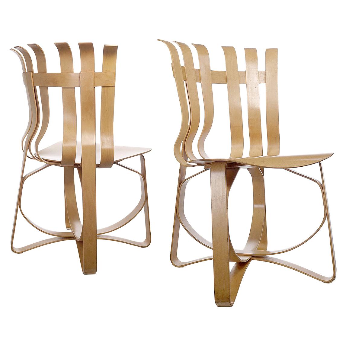 Light Wood Hat Trick Chairs by Frank Gehry for Knoll, Pair