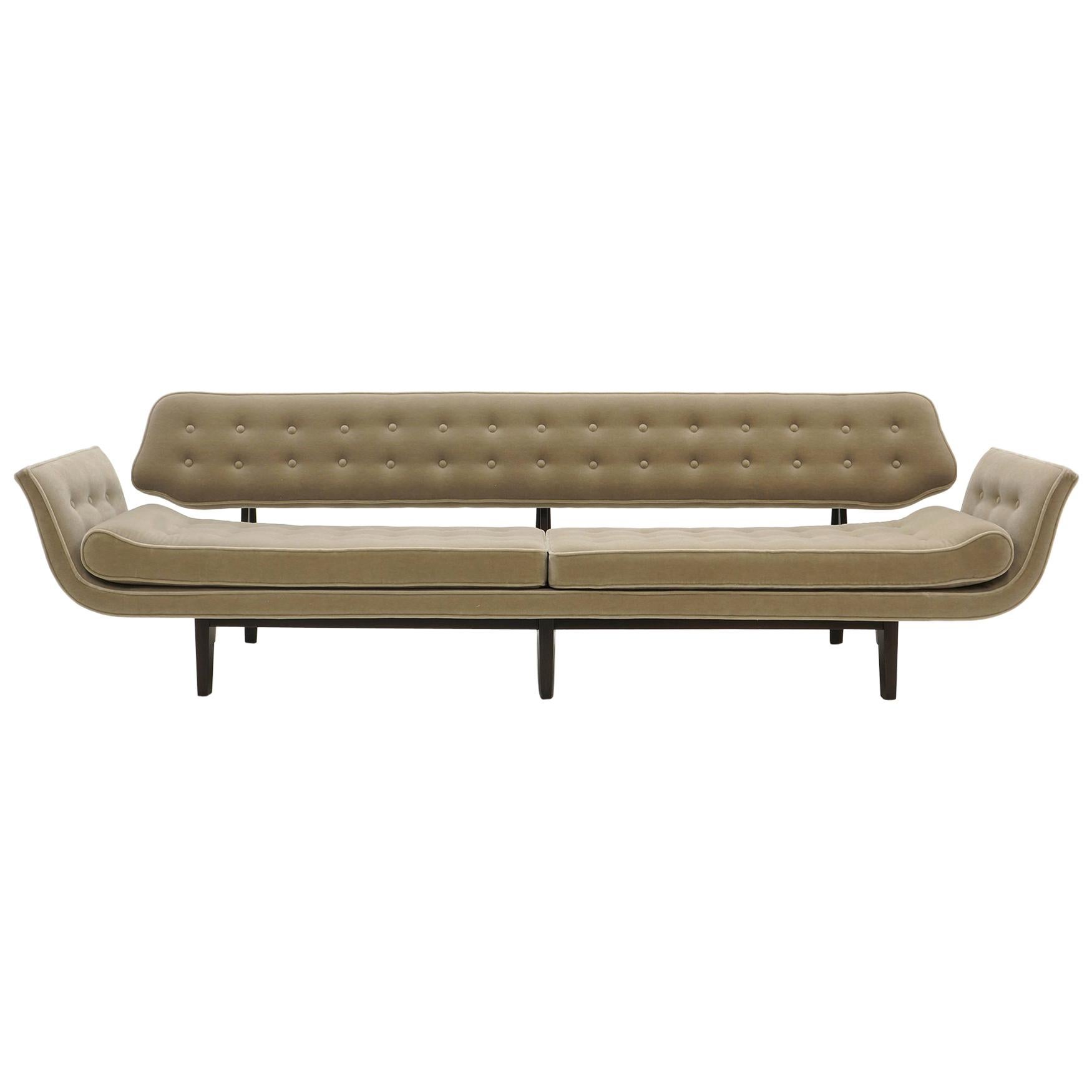 La Gondola Sofa by Edward Wormley for Dunbar, Expertly Restored, Gray Mohair For Sale