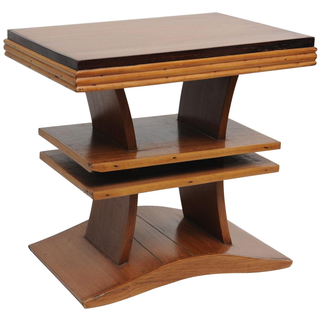 Deco Period Rosewood and Burmese Teak Stand or Stool For Sale