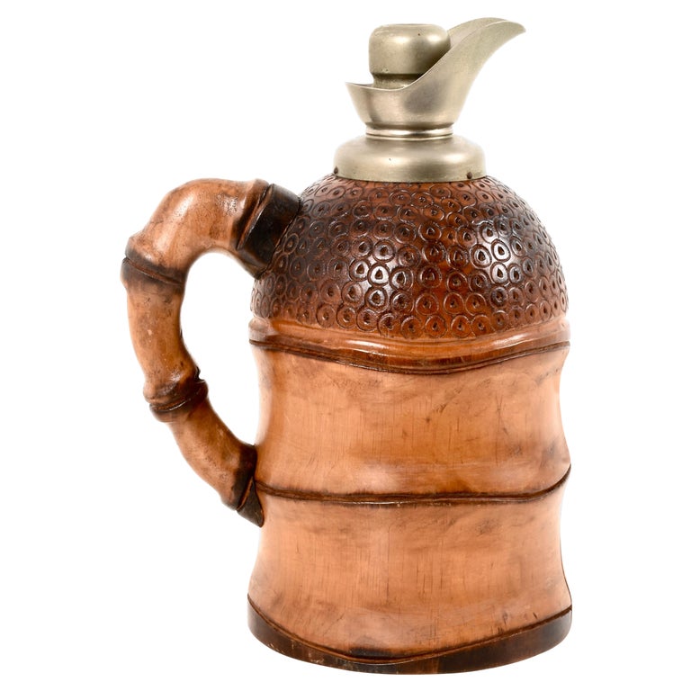 Midcentury Bamboo Aldo Tura Large Italian Thermos Decanter for Macabo