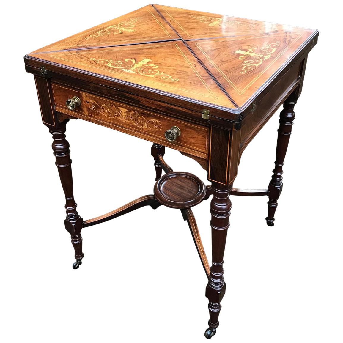 19th Century Rosewood Envelope Card Table