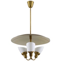Scandinavian Midcentury Pendant in Brass and Glass By Bjørn Engø for AWF