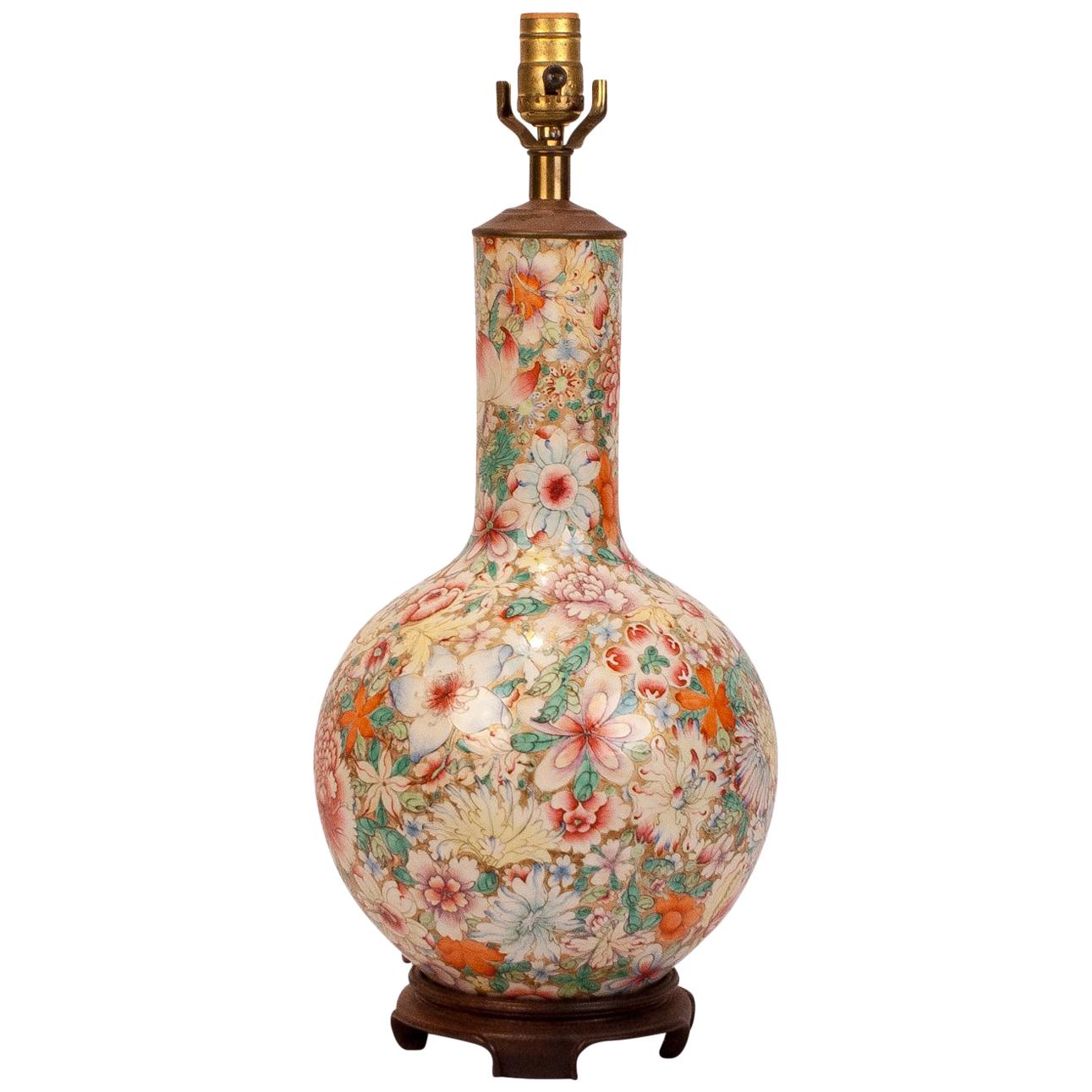 "Mille Fleur" Vase Later Mounted as a Lamp, China, circa 1870