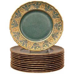 Vintage Set of 12 Royal Doulton Jade Plates, England, circa 1935