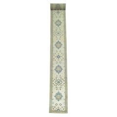 Zabihi Collection Early 20th Century Ivory Field Long Antique Oushak Runner