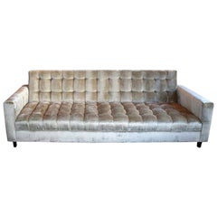Custom Grey Velvet Tufted Sofa by Adesso Imports