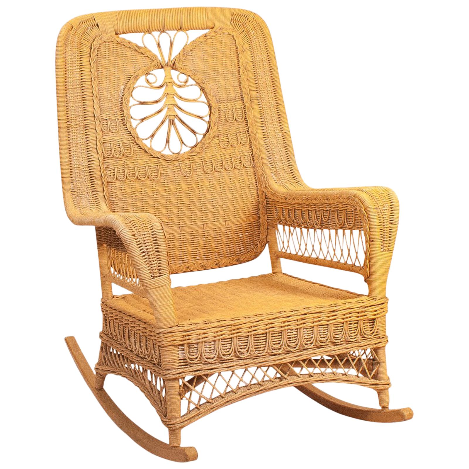 Vintage Hawaiian Wicker Rocking Chair, 1950s