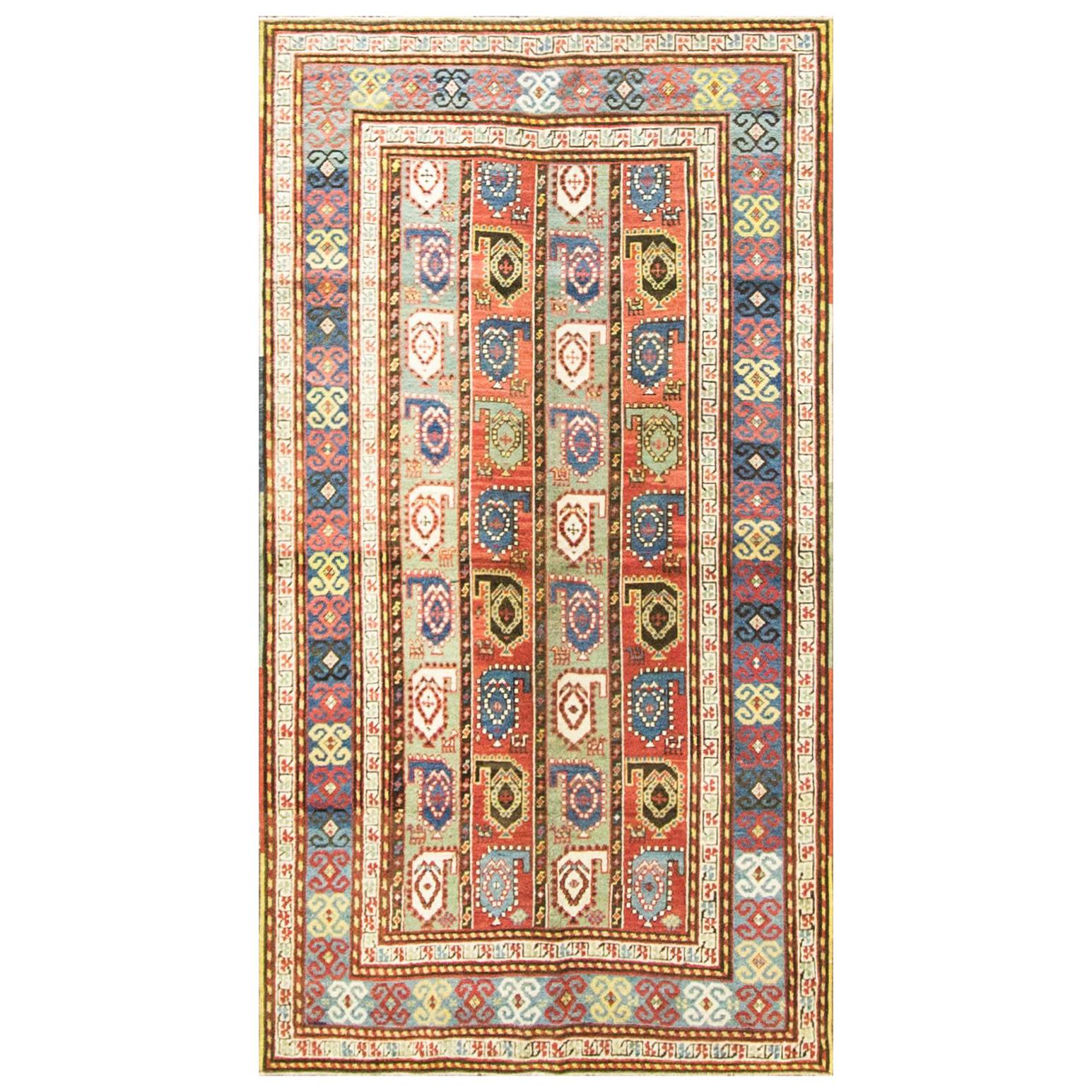 Kazak Antique Caucasian Rug, 3'9" x 6'10" For Sale