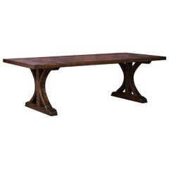 Oak Dining Table Made From Reclaimed Boxcar Flooring