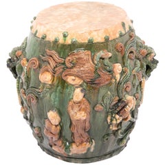 Antique Early 20th Century Chinese Peony Garden Stool