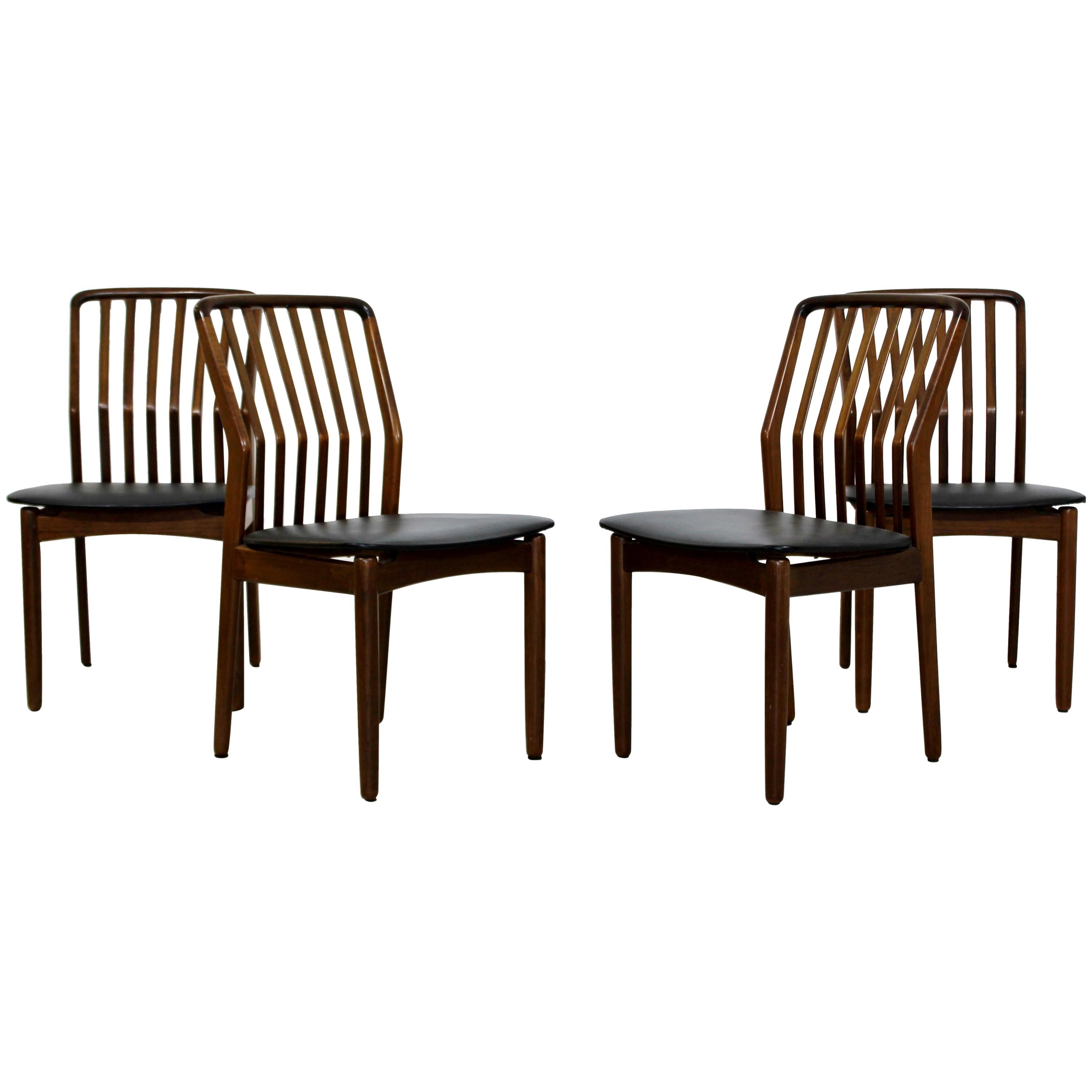 Mid-Century Modern Sven Madsen Set of 4 Walnut Side Dining Chairs Danish