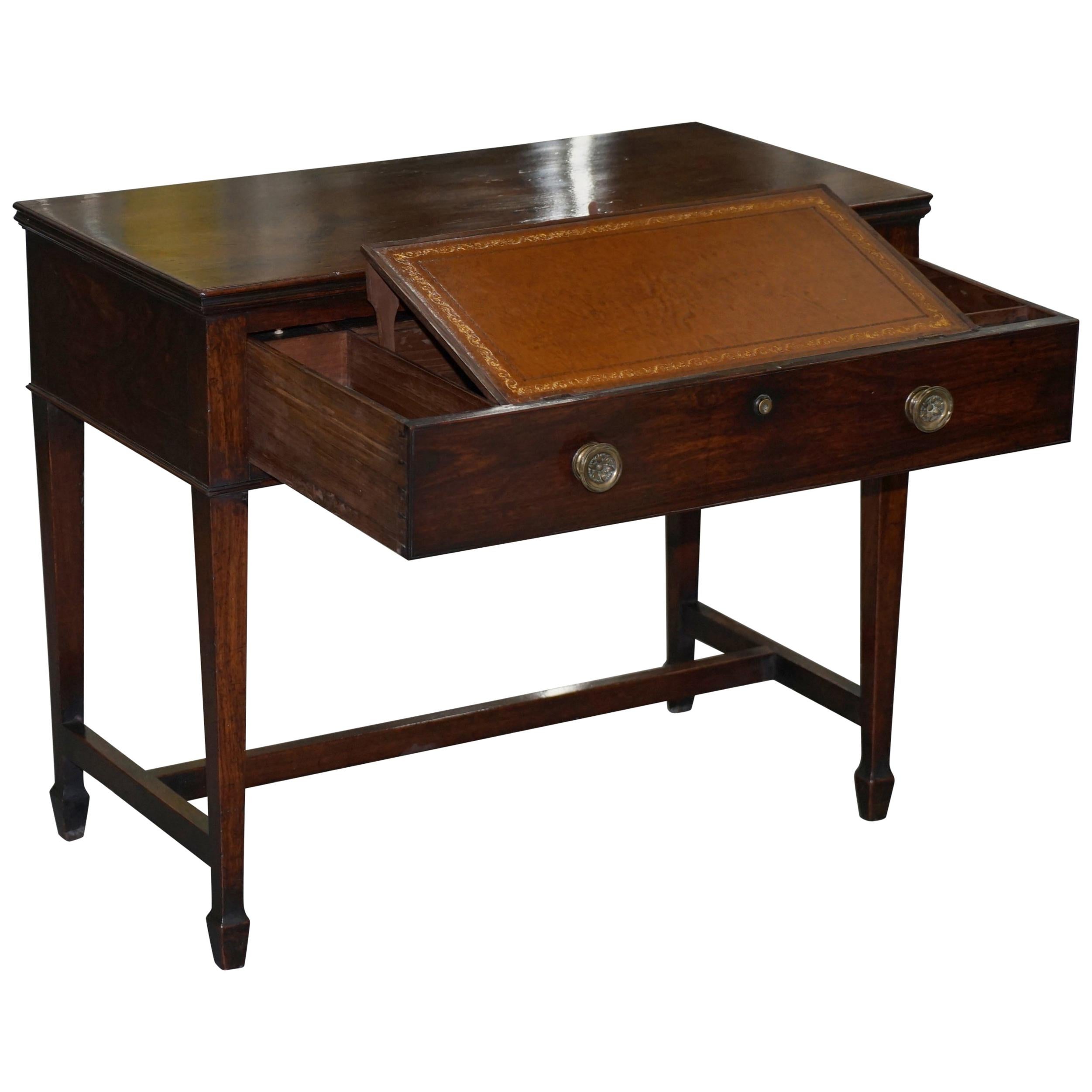 Table de bureau secrétaire de bibliothèque en bois dur cubain Gillows de 1790 I Bramah Lock
