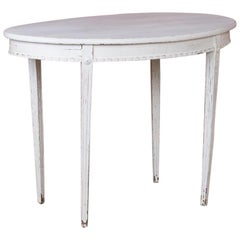 Antique Swedish Gustavian White Painted Oval Side Table