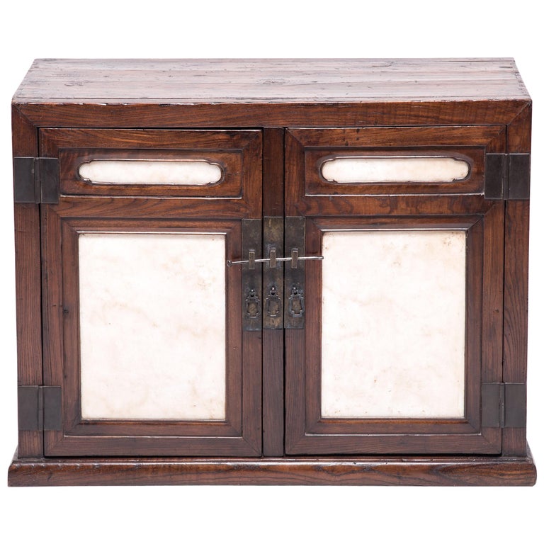 18th Century Chinese Chest with Marble Paneled Doors 1