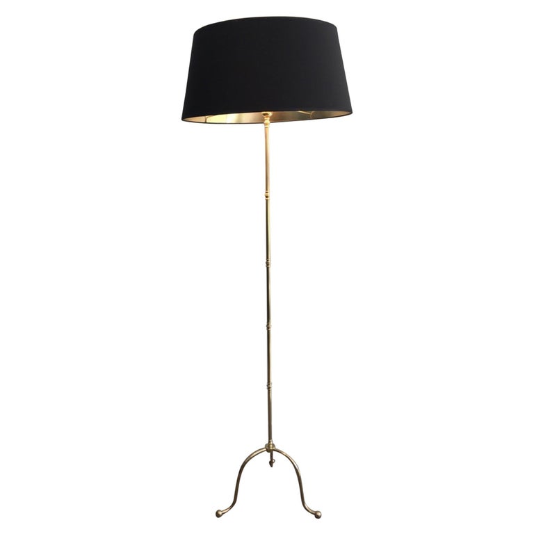 Neoclassical Brass Floor Lamp, French, circa 1940 For Sale