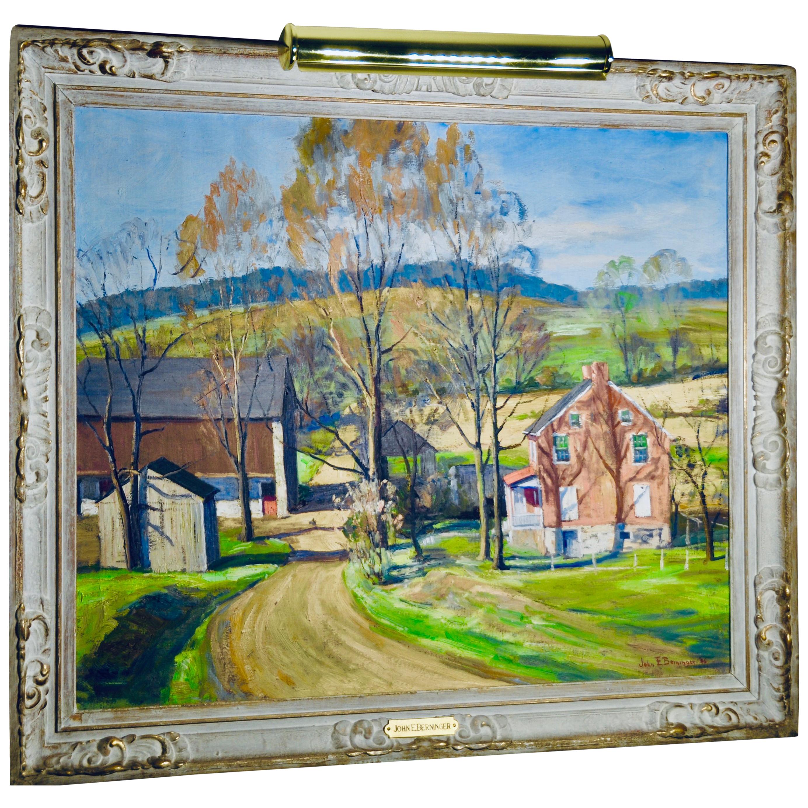 John E. Berninger "Pennsylvania Summer Farm" Oil on Canvas For Sale