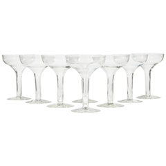 1950s Hollow Glass Stem Coupes, Set of 8