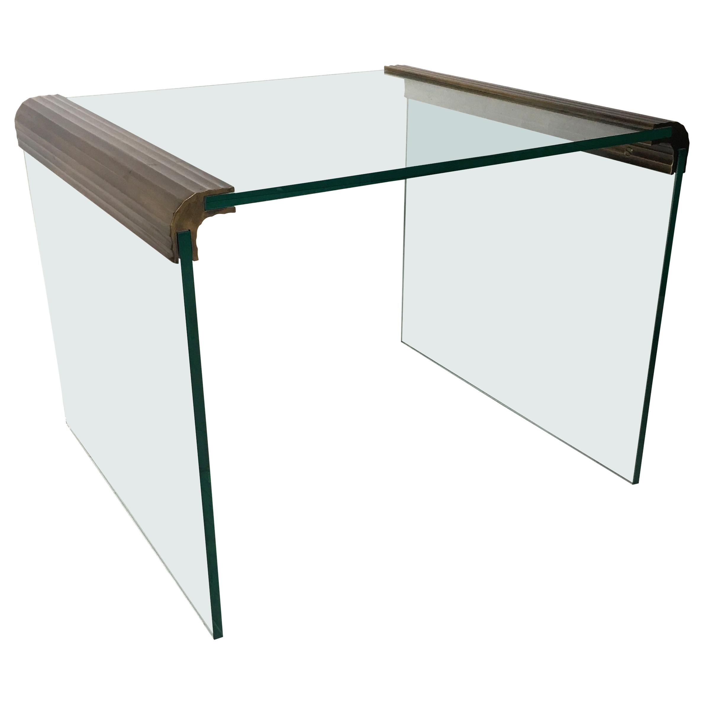 Bronze and Glass Lamp Table by Pace