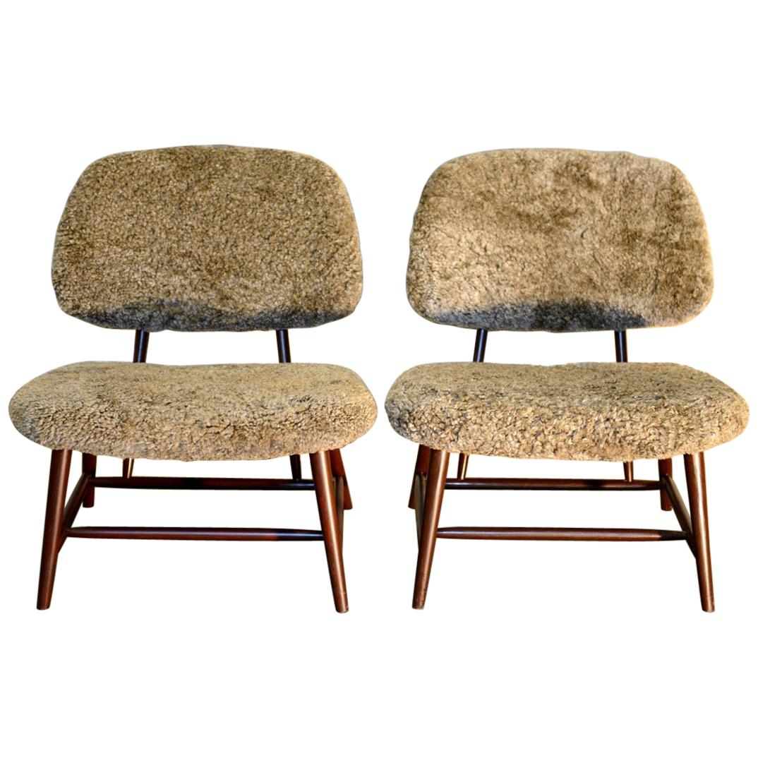 Pair of 'TeVe' Lounge Chairs by Alf Svensson, Ljungs Industrier Sweden For Sale