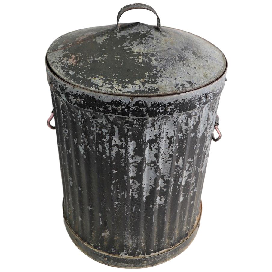 Industrial Trash Garbage Can with Lid at 1stDibs | old garbage can, old trash  bin, old trash cans