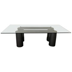 Italian Glass and Steel Dining Table by Vignelli for Acerbis