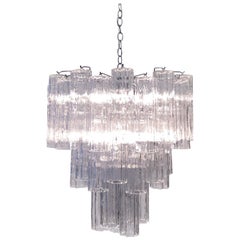 Italian Clear Murano Glass Chandelier by Venini