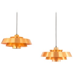 Pair of Copper Nova Pendants by Jo Hammerborg for Fog & Mørup, 1960s