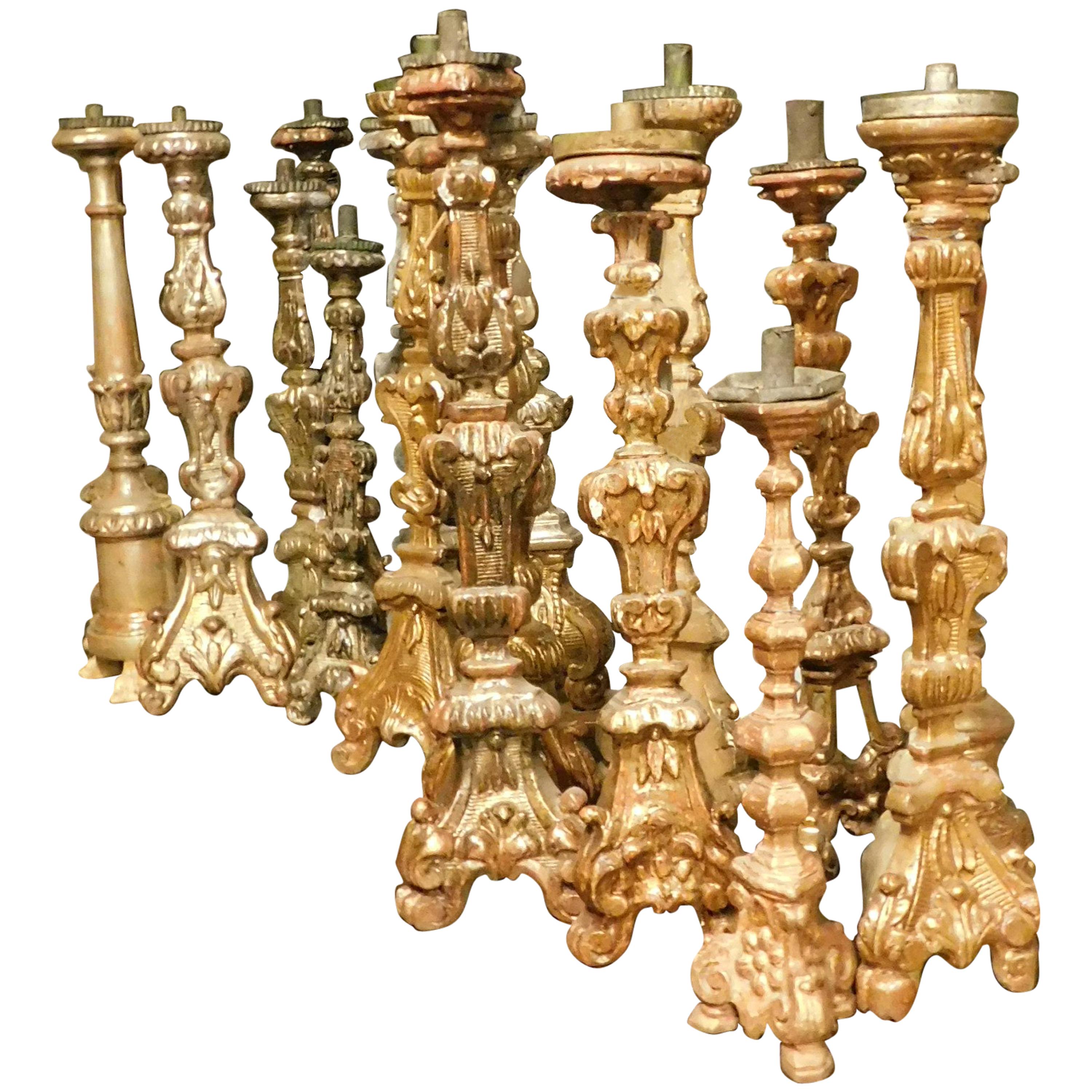 18th Century Antiques Candelabra in Gilded Wood