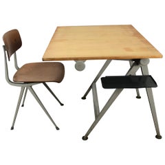 Vintage Wim Rietveld & Friso Kramer Architectural Drafting Table and Chair, Ahrend, 1958