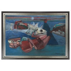 Modernist Abstract Oil on Canvas by Nahum Tschacbasov, 1951