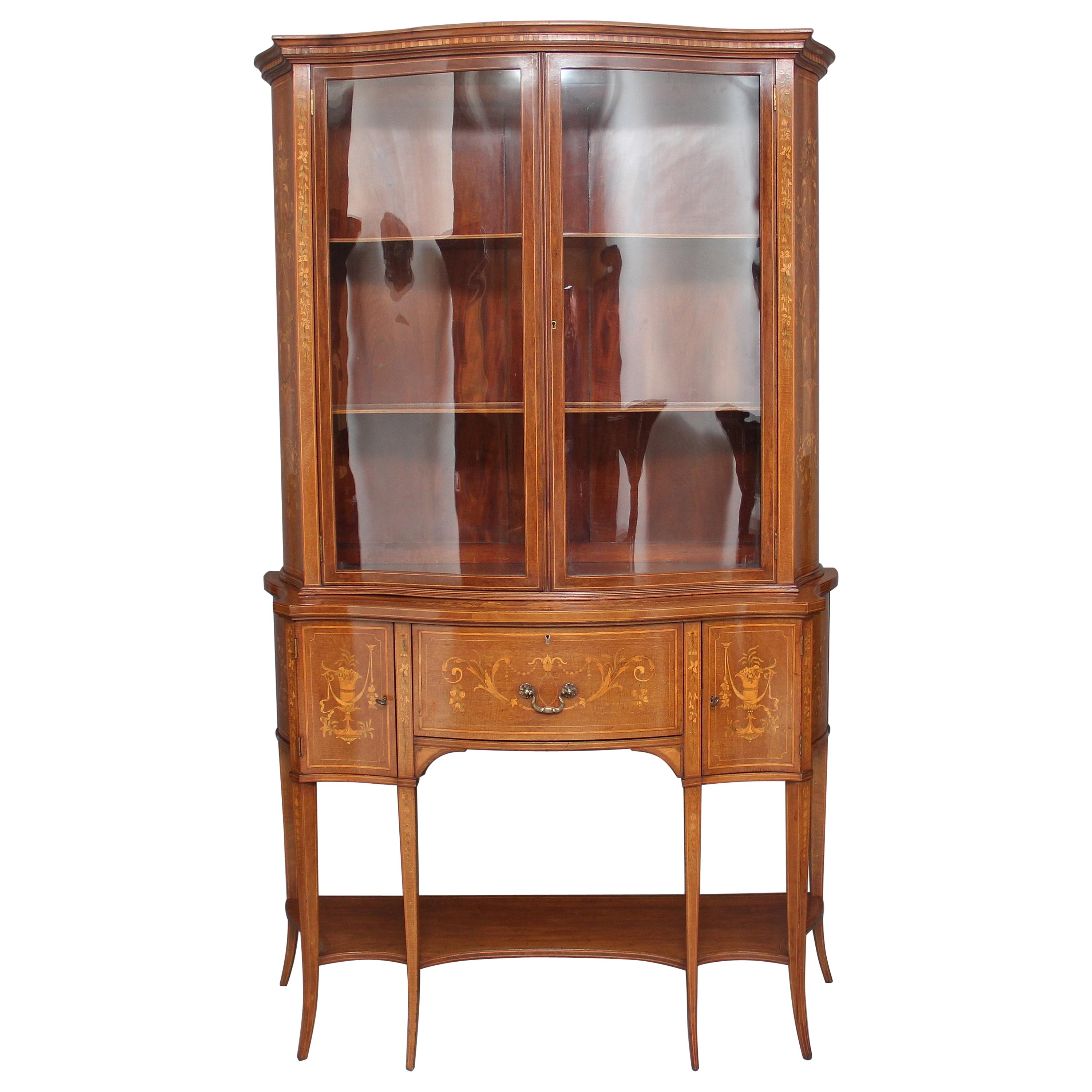 19th Century Mahogany Inlaid Display Cabinet
