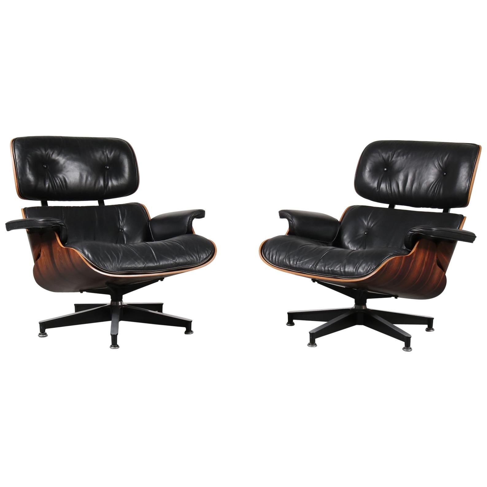 Pair of Charles and Ray Eames Lounge Chairs for Herman Miller, circa 1970