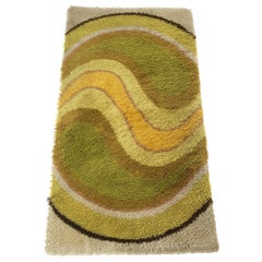 Psychedelic Vintage 1970s Modernist High Pile Op Art Carpet Rug, Germany, 1970s