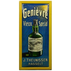 Antique 1920s Belgian Genever Tin Advertising Sign