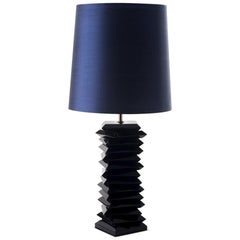 Black Stairs Table Lamp with Solid Mahogany Base