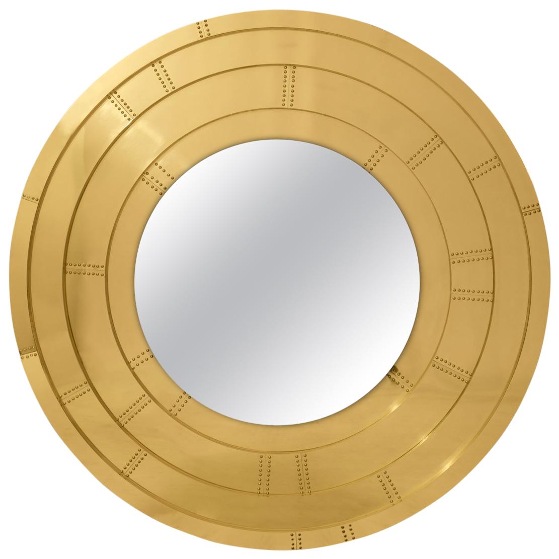 Golden Gate Mirror with Solid Polished Brass For Sale