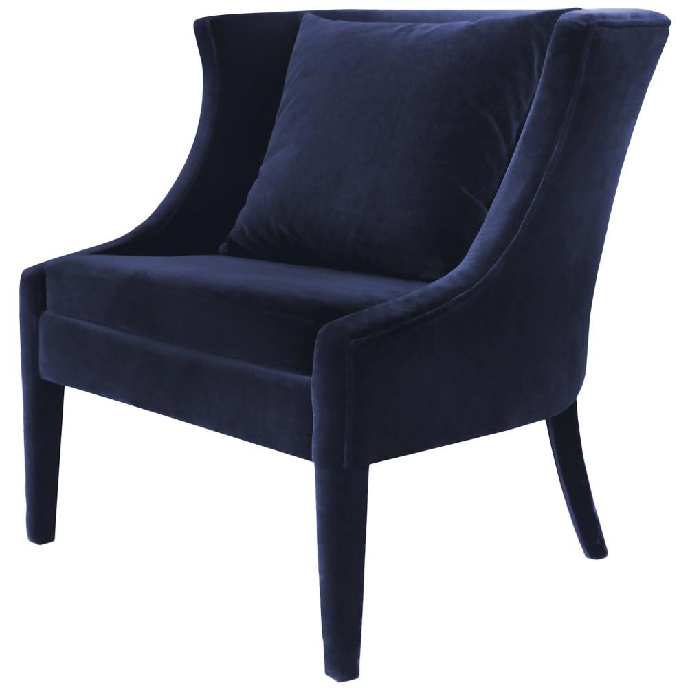 Hornet Armchair with Deep Blue Velvet Fabric