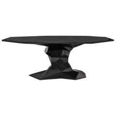 Jungle Black Dining Table Glossy Black Lacquered Wood