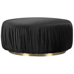 Mahal Ottoman with Black Pleated Fabric