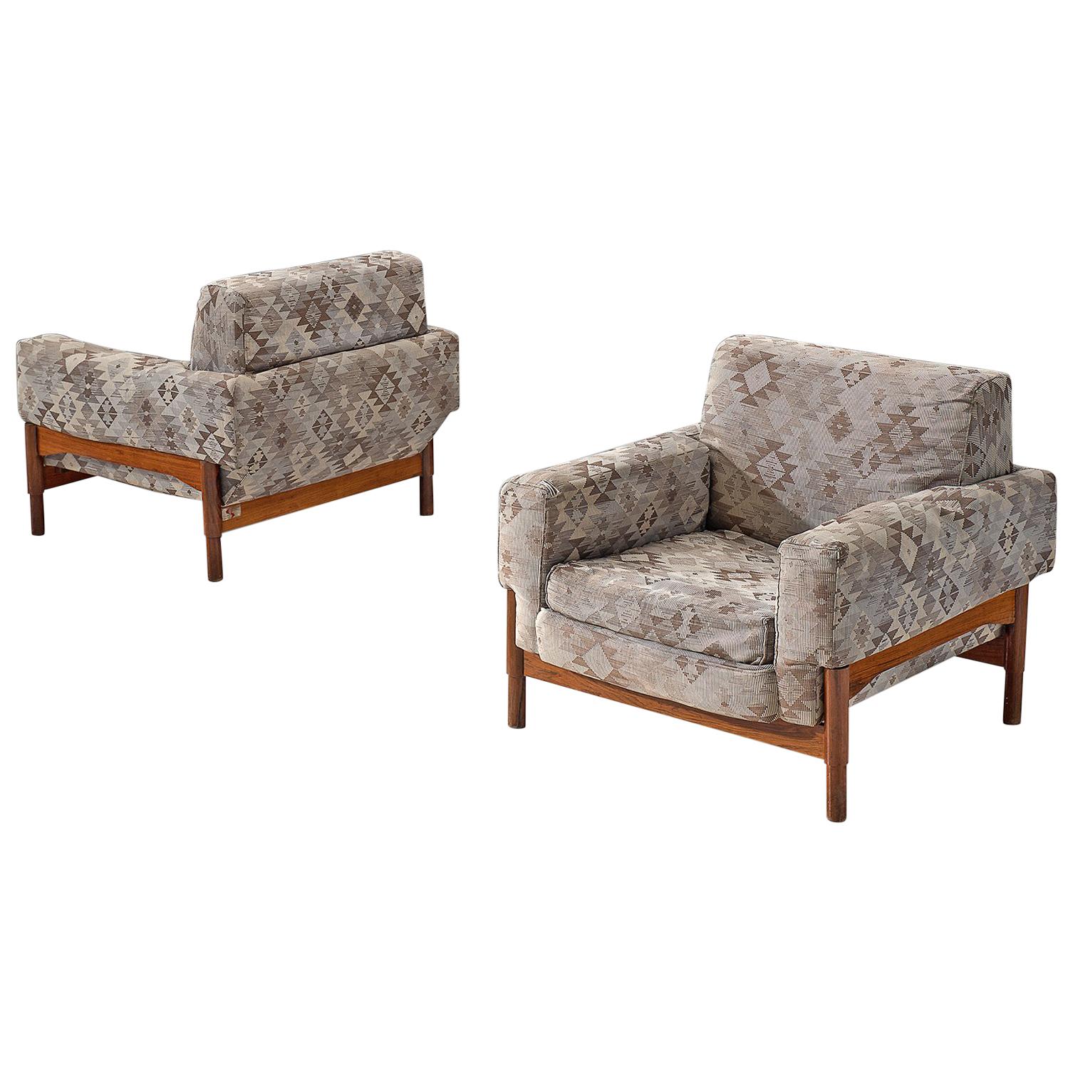 Saporiti Lounge Chairs with Rosewood Frame