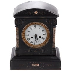 Antique Victorian Black Slate Mantle Clock
