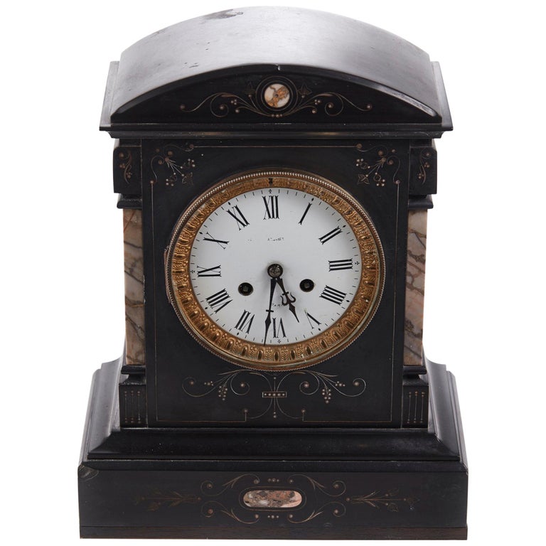 Antique Victorian Black Slate Mantle Clock at 1stDibs