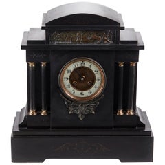 Antique Large Victorian Architectural Marble Mantle Clock