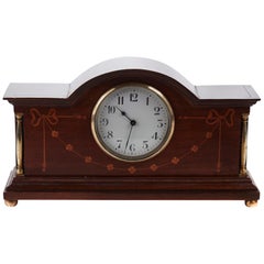 Vintage Edwardian Mahogany and Satinwood Inlaid Mantel Clock