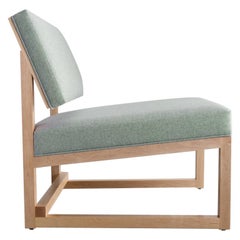 SQ Lounge Chair, solid wood, upholstery in felt, bouclé, or COM, handmade in USA