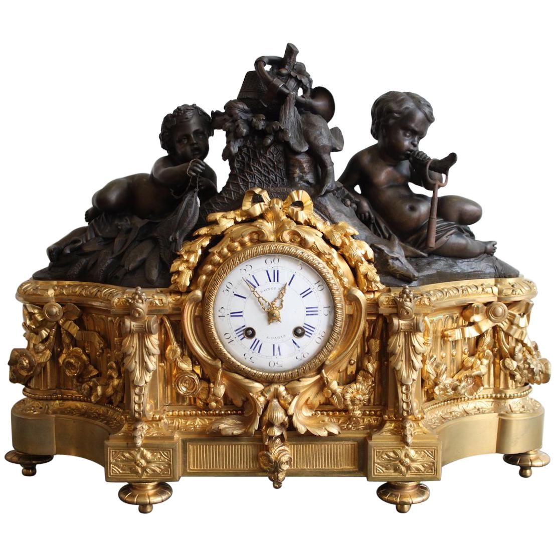 19th Century Raingo Gilt Bronze Clock