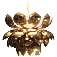 Parzinger Style Large Brass Lotus Pendant Light by Feldman Lighting, c. 1960