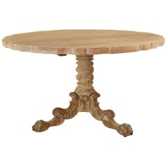  Antique Round Bleached Anglo-Indian Colonial Style Centre Table