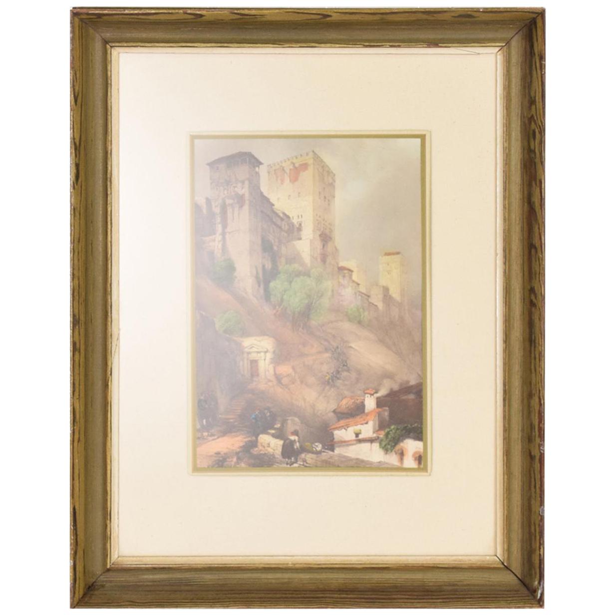 Antique Italian Landscape Painting, Framed