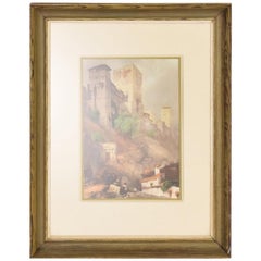 Antique Italian Landscape Painting, Framed